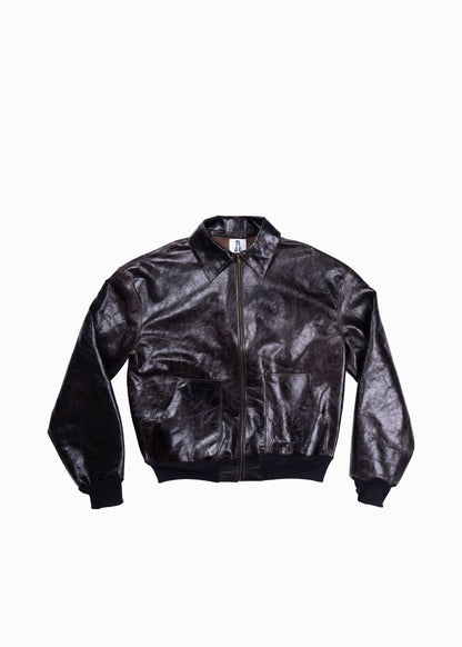 BOMBERS CUIR VERITABLE MARRON